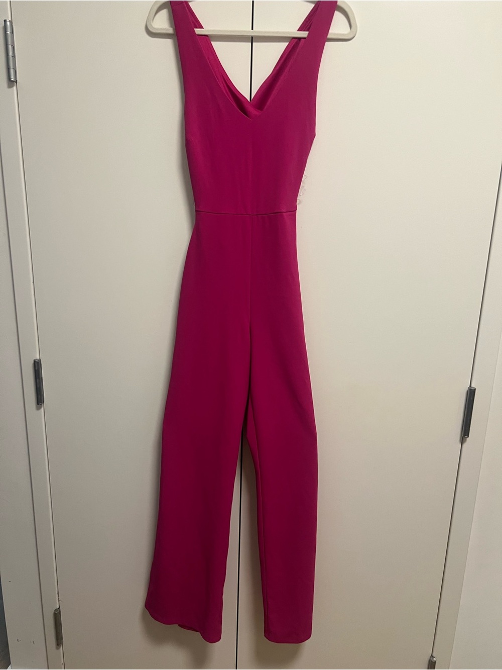 Sleeveless Fuchsia V-Neck Wide-Leg Jumpsuit